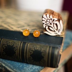Semi-Transparent Amber Studs